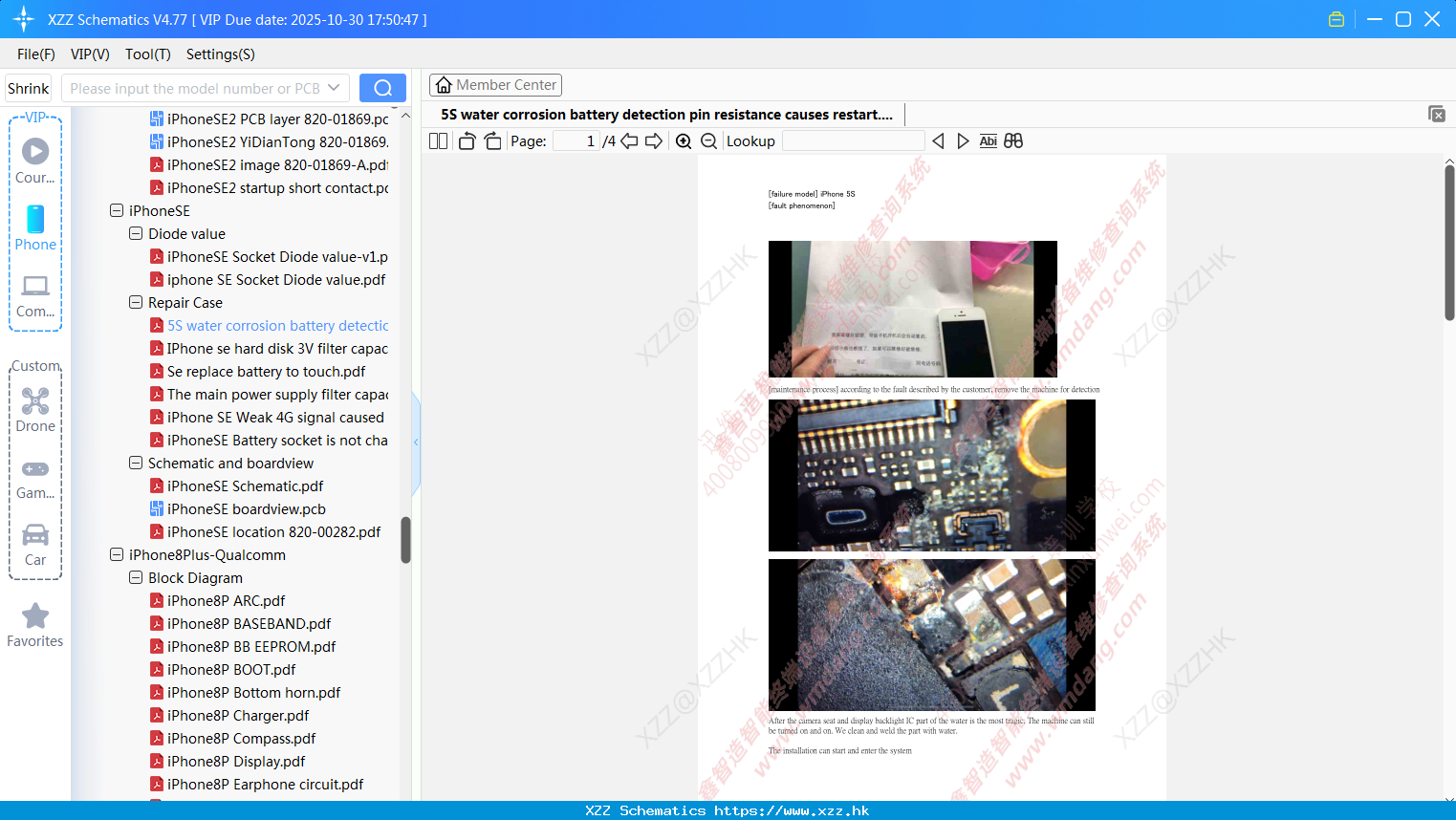 IPhone 5S Water Corrosion Battery Detection Pin Resistance Causes Restart
